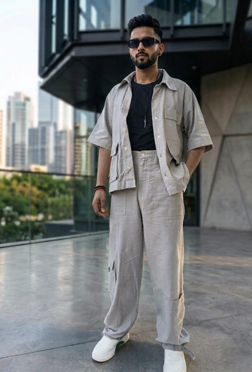 Metal grey relaxed fit cargo pant