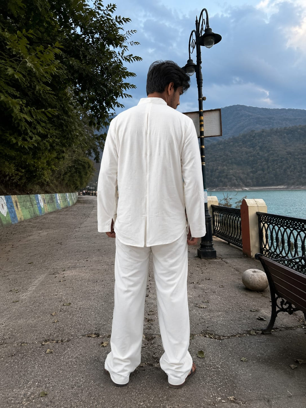 Off white linen coord set with stripe detailing
