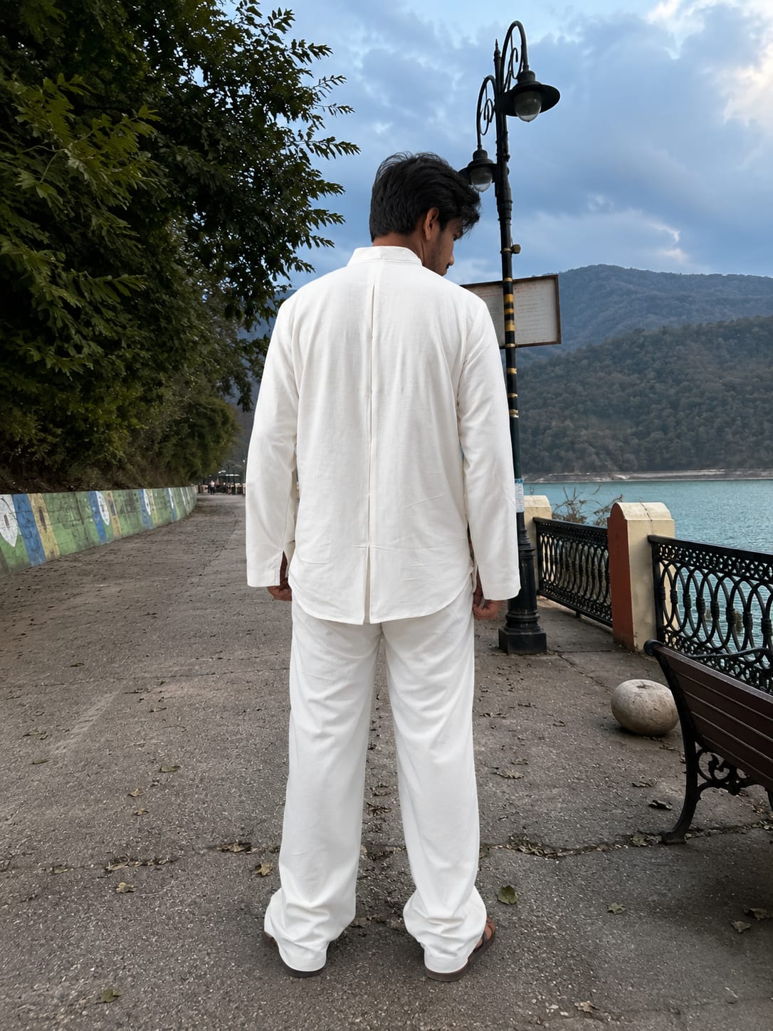 Off white linen coord set with stripe detailing