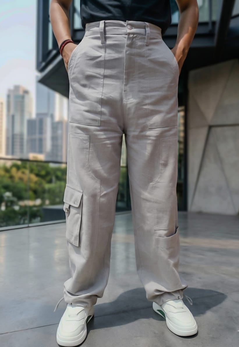 Men's Metal Grey Co-ord set with Relaxed Fit Cargo Pant