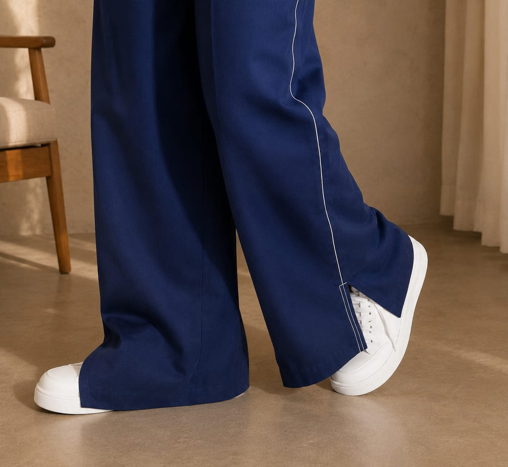 Women Navy Linen Co-ord Set