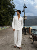 Off white linen coord set with stripe detailing