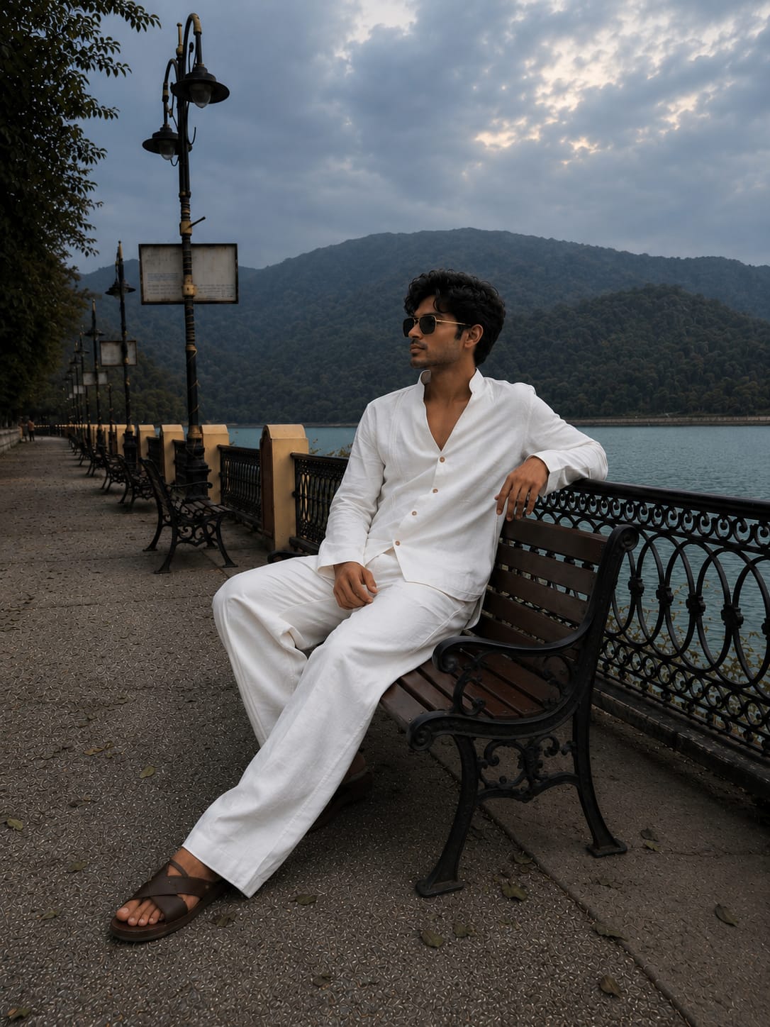 Off white linen coord set with stripe detailing
