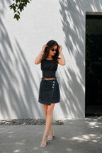 Midnight blue denim top & skirt