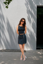 Midnight blue denim top & skirt