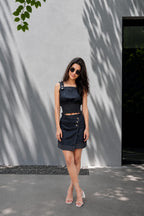 Midnight blue denim top & skirt