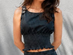 Midnight blue denim top & skirt