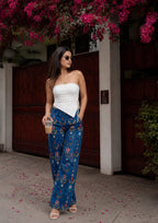Women floral high-waist jeans
