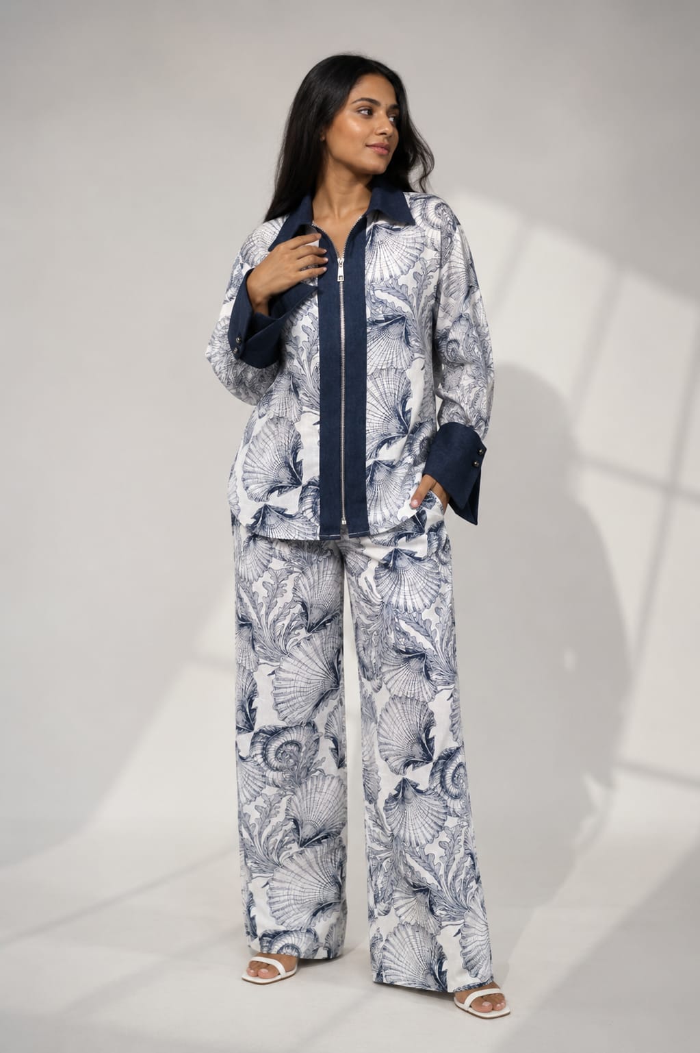 WOMEN'S OCEAN BLOOM PRINTED CO-ORD SET